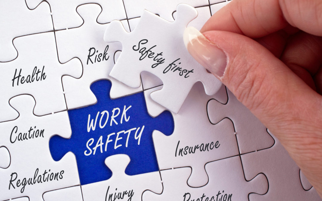 Work Safety Puzzle with female hand and text