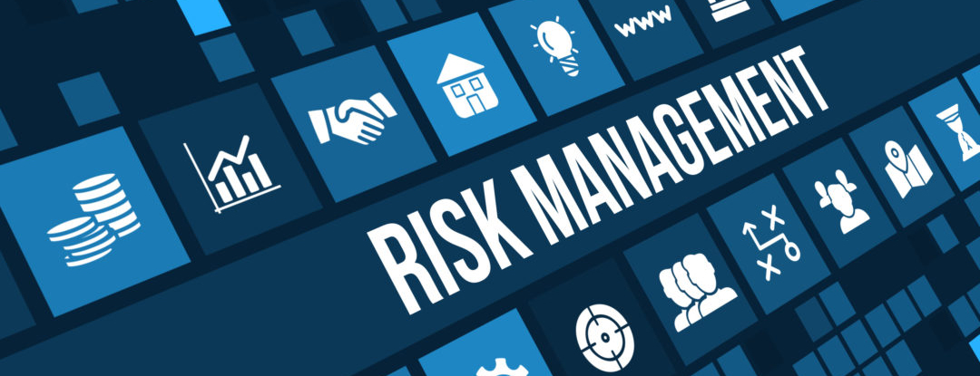 Risk Management concept image with business icons and copyspace.