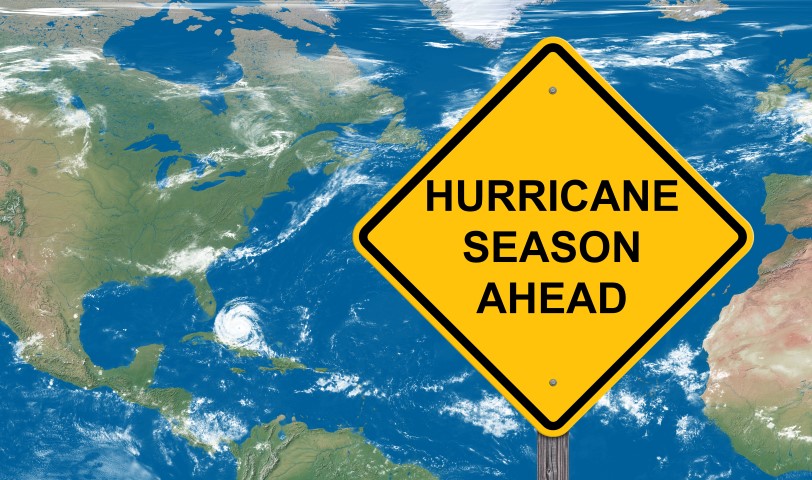 Hurricane Season Ahead Caution Sign