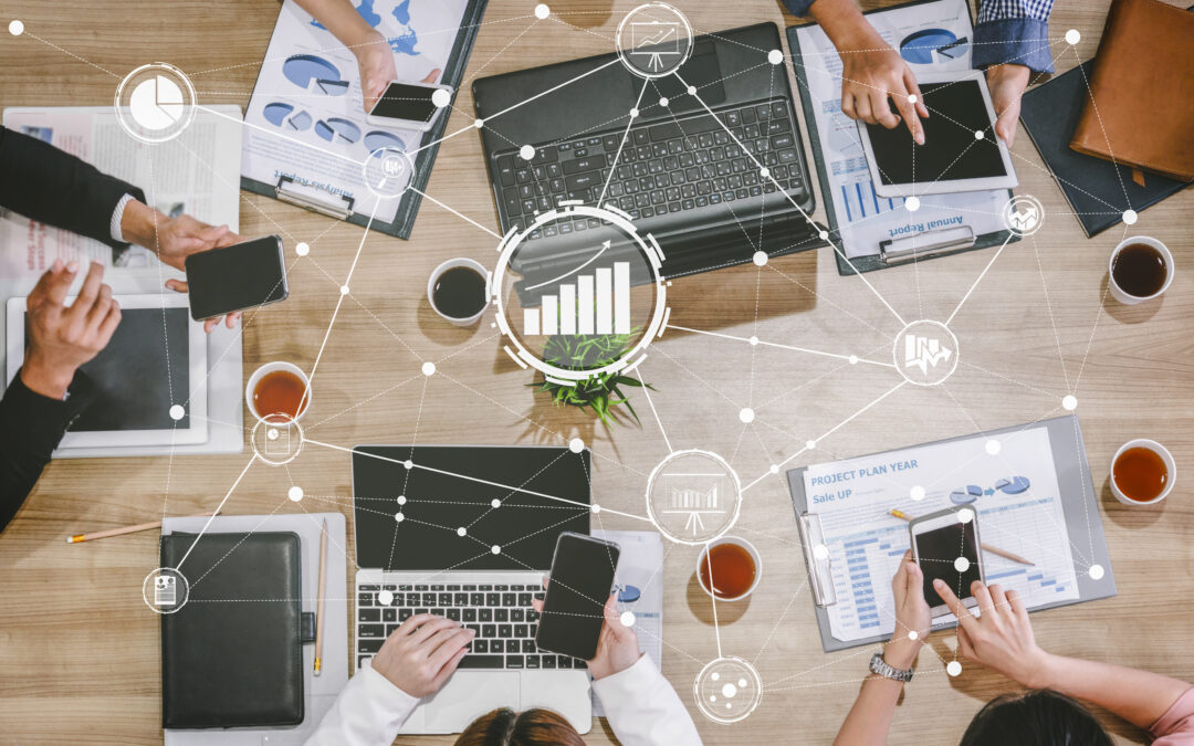 Data Analysis for Business and Finance Concept. Graphic interface showing future computer technology of profit analytic, online marketing research and information report for digital business strategy.