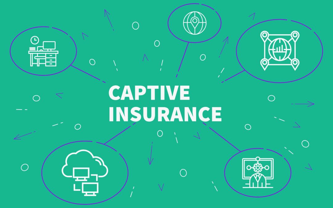 Conceptual business illustration with the words captive insurance